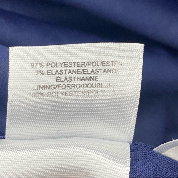 Nine West Shift Dress Size 10 Navy Blue Yellow Floral Boho Flared Sleeve Lined - Picture 7 of 9